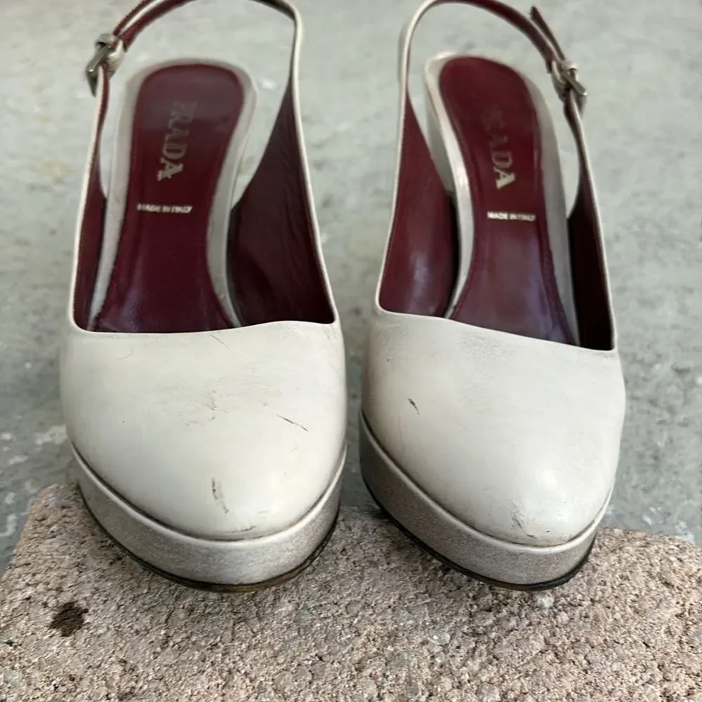 Prada Patent leather platform slingbacks
